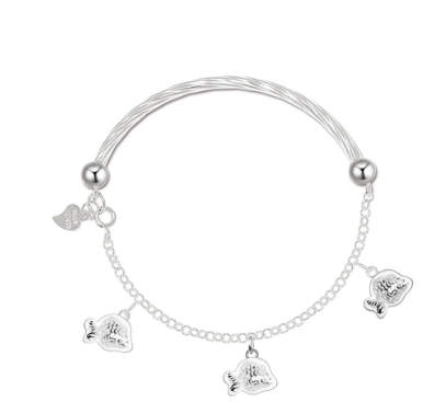 925 Italy Silver Cute Fish Charms Design Bangles For Ladies