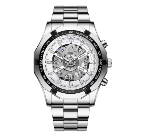 Original Luxury Fashion Hollow Luxury Stainless Steel Waterproof Men's Business Watch Blue Quartz Wrist Watch M5