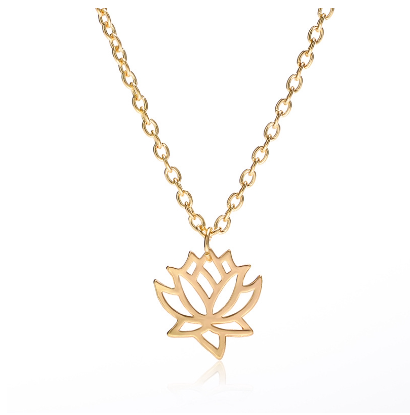 Hollow Lotus Necklace Plant Flower Chain Pendant Jewelry