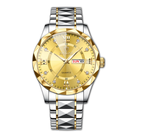 Original Men's Luxury Stainless Steel Waterproof Fashion Business Watch Luminous Dual Calendar Quartz Wrist Watch M5