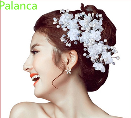 1Pc Flower Faux Pearl Wedding Hair Pin Headwear White Hair Clip Bride Jewelry