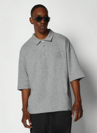 SUMWON Oversized Fit Textured Polo Shirt