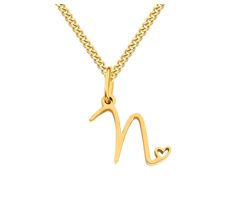 Cursive Initial Necklaces for Women Girls,14K Gold Filled Personalized Monogram Name Letter Necklace Jewelry Gifts N