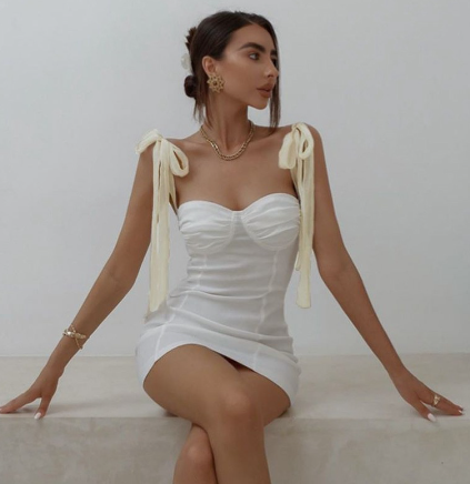Tie Shoulder Backless Mini Dress