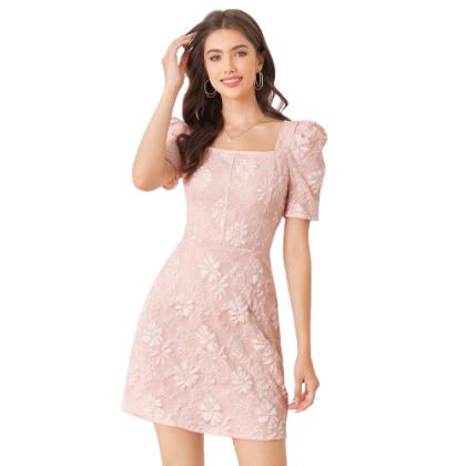 Lovito Women Jacquard Dress L56Ed108 (Pink)
