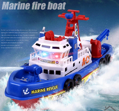 High Speed Music Light Electric Marine Rescue Fire Fighting Boat Non-Remote Toy Kids Gifts Fire Boat Toy Marine Rescue Boat Kids Gifts Toy