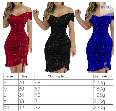 Women's Mini Dress Off Shoulder Slim Body-Con Glitter Design Elegant Pencil Off Shoulder Body-Con Glitter Design Pencil Dress