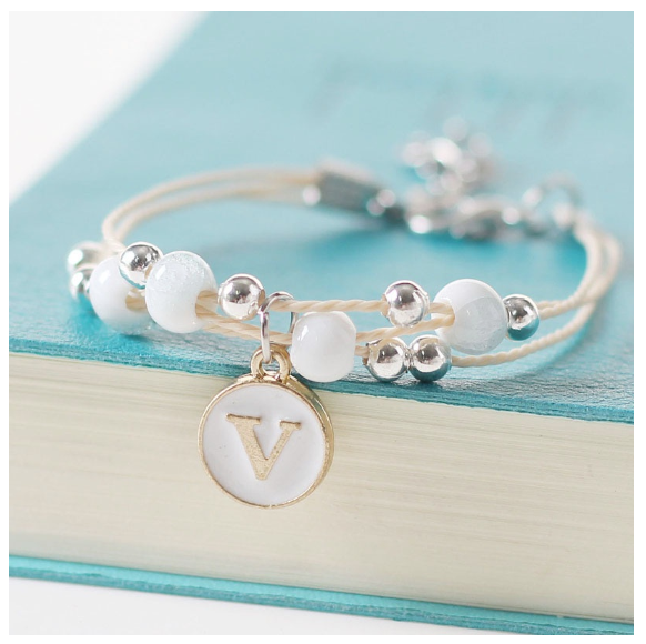 Ceramic beads 26 initials elastic beaded bracelet fashion men and women leisure bracelet lovers bracelet Y