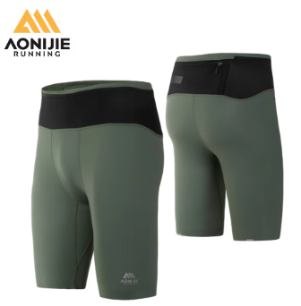 AONIJIE Running Tights Men Tights Sport Short Leggings Quick Drying Compression with Phone Bottle Holder for Gym Cycling FM5120