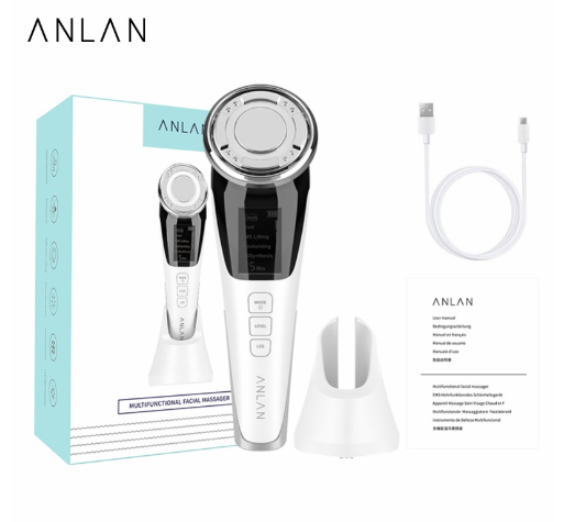 ANLAN EMS Light Therapy Sonic Hot Cool Face Massager Wrinkle Remover Massage Facial Treatment