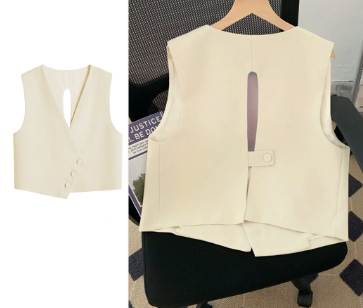 Lovito Elegant Plain Asymmetrical Split Back Tank Top for Women L74ED130