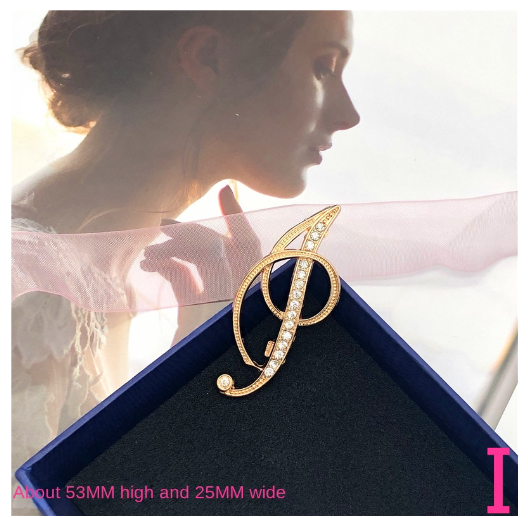 Letter Brooch Korean Version Rhinestone Atmospheric and Elegant Brooch Alloy Inlaid Diamond Temperament Brooch I