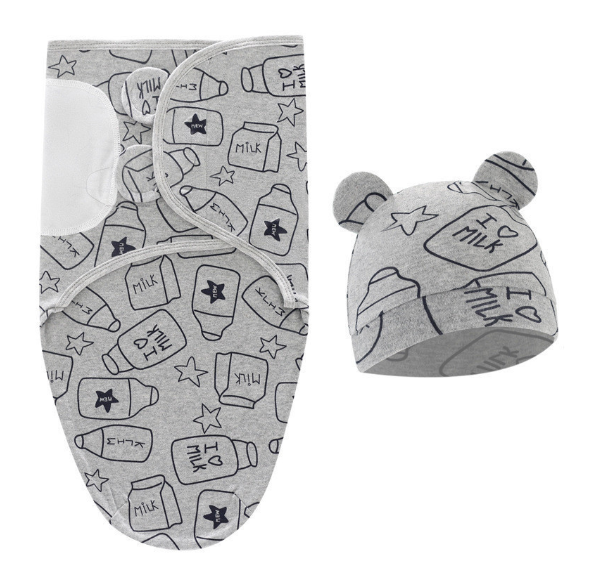 Cotton Newborn Sleeping Bag Baby Swaddle Blanket Pack Hat Adjustable Baby Set Newborn Sleeping Bag Plain Blanket D1