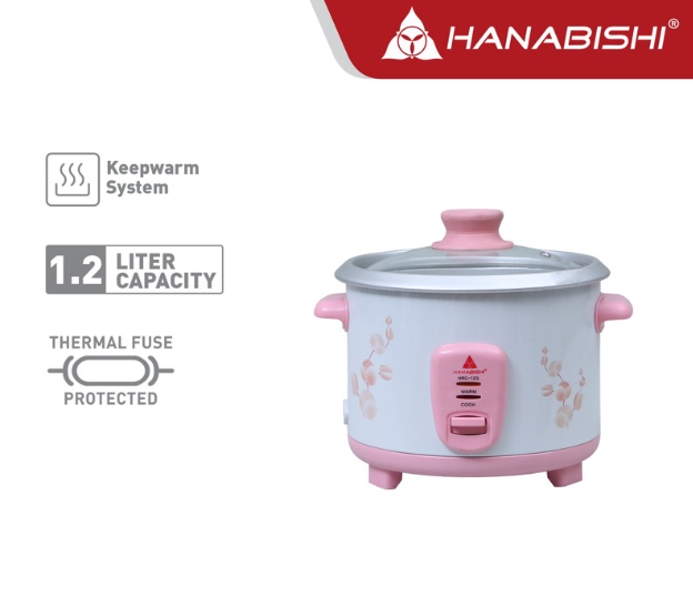 Hanabishi Rice Cooker HRC12G 1.2L Up to 6 serving cups Pink Rice Cooker