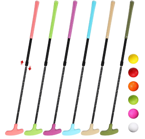 6 Set Golf Putters for Men and Women Two Way Mini Golf Putter with 6 Golf Balls Kids Putter Bulk for Right or Left Handed Golfers Adjustable Length Golf Clubs Set