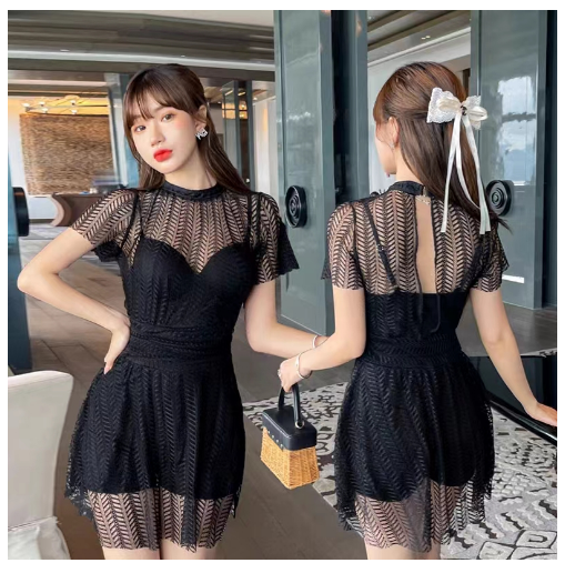 The New Lace Fashion Sexy Cover Belly Thin Conjoined Swimsuit