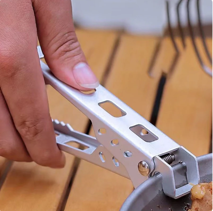 Outdoor Cookout Anti-scald Pan Clamp Aluminum Alloy Toothed Design Portable Tableware Barbecue Clamp Plate Tool