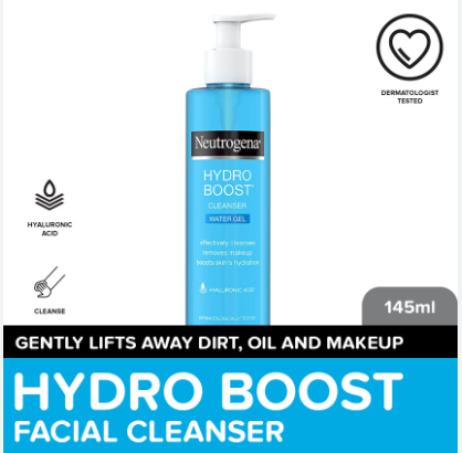 Neutrogena Hydro Boost Cleanser Water Gel 145ml - Hydrating Face Wash w/ Hyaluronic Acid