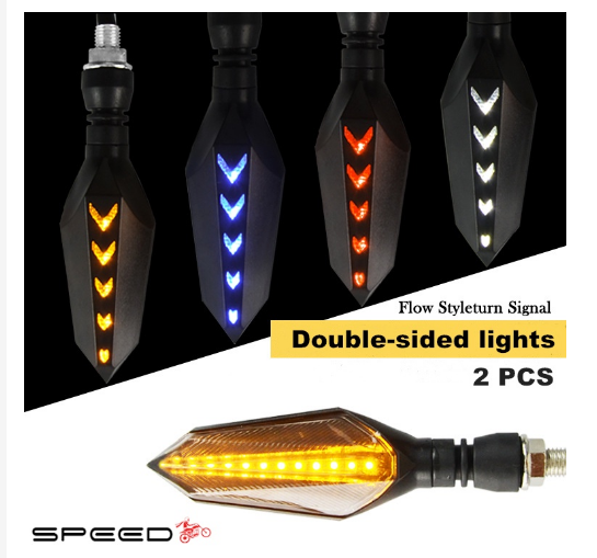 Speed MOTO 2PCS Signal Light 12V Flowing Water and Arrow Style Double Sided Motorcycle Universal
