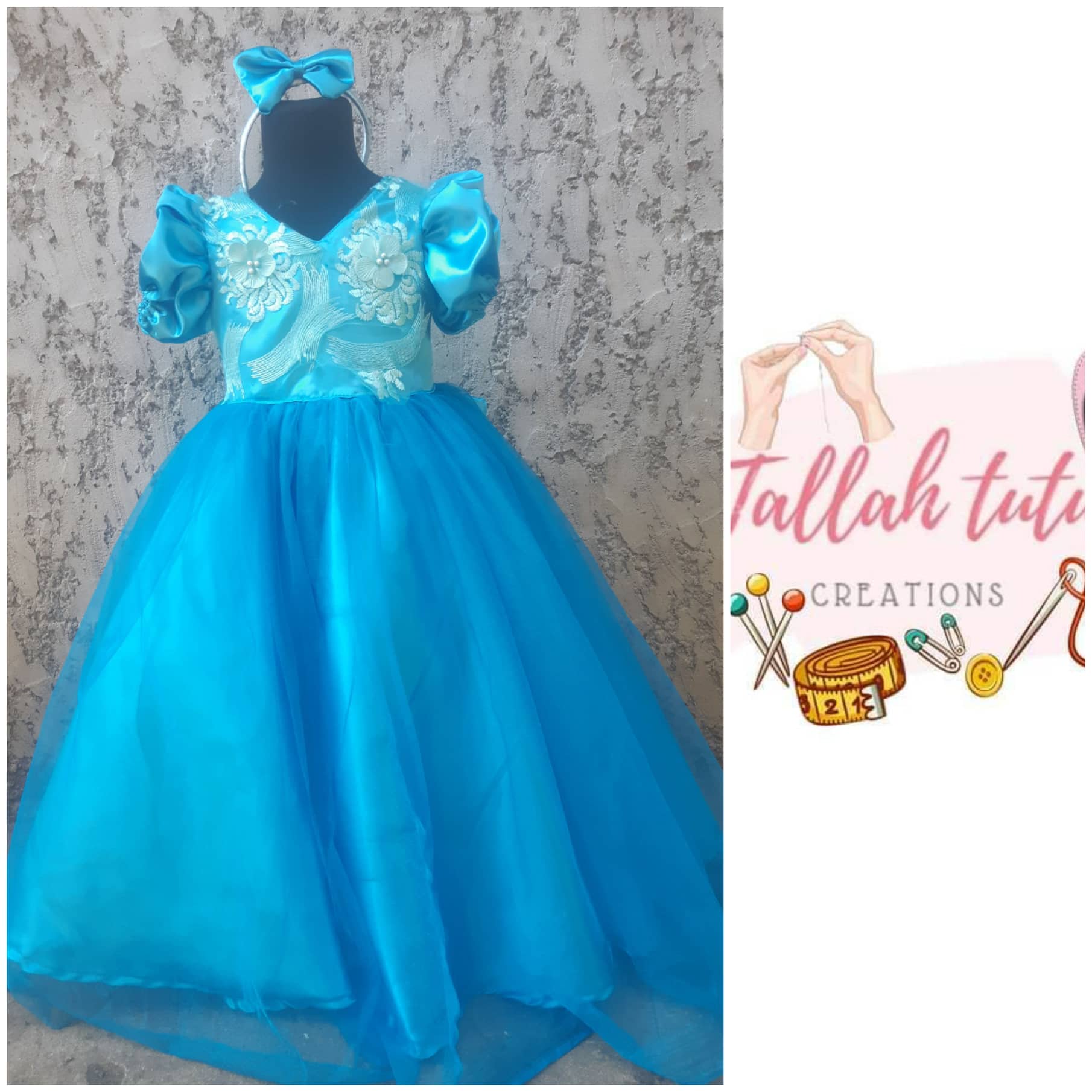 Kids Blue Silk Nylon Gown