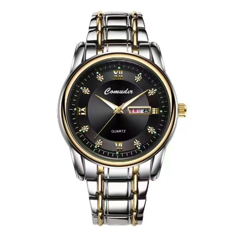 Binbond Original Luxury Men's Watch Gold Luxury Stainless Steel Waterproof Business Luminous Calendar Men's Watch M5