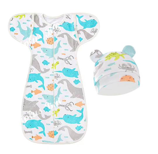 Muslim Swaddle Blanket Hat Set Swaddle Bedding Wrap Blanket Baby Swaddling Newborn Baby Swaddle