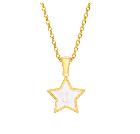Vnox A-Z Letter Star Shope Pendant Necklace for Women,18K Gold Initial Stainlss Steel Jewelry Accessories Gift J
