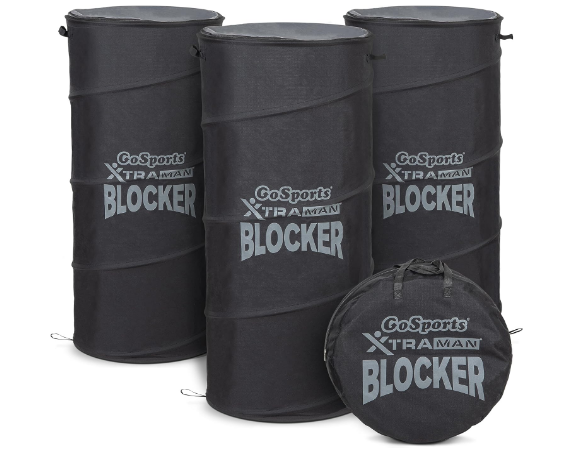 GoSports XTRAMAN PRO Pop Up Defender 3 Pack - Multi-Sport Blocking Dummy - Training Equipment for Basketball, Football, Soccer and More , Black