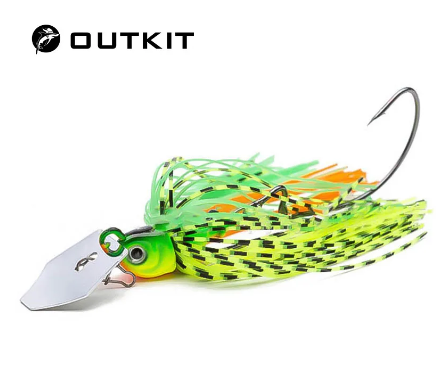 OUTKIT 1pcs 14g Fishing Spinnerbait Silicone Skirt Metal Lure Jig bass pike walleye Fishing Sequins Spinner Beard CrankWorm Hook
