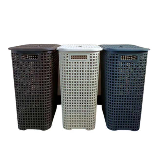 Tall Woven Laundry Basket Japanese Style with Cover - Dirty Clothes Basket