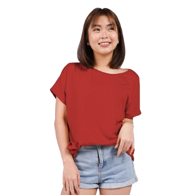 INSPI Drape Tops for Women Korean Top Trendy Tee Pambahay Blouse Cotton Shirt Yellow Blue Sleepwear (Rust)