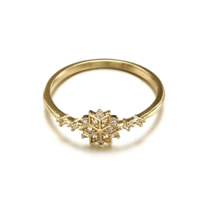 Women Snowflake Rhinestone Engagement Wedding Ring