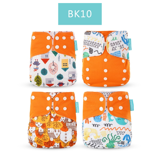 Happyflute 2023 Baby Reborn 4pcs set Washable Eco-friendly Baby Cloth Diaper Ecological Adjustable Nappy Reusable Diaper SET18