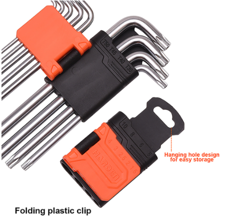 Harden 540618 18 Pcs Long Hex & Torx Key Wrench Set Allen Wrench Set L Wrench Set 2-Pieces Plastic H