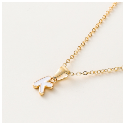 St.kunkka Three-Dimensional Metal English Letter Pendant Necklace Ladies Necklace A-Z for Gift K