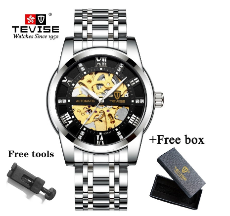 TEVISE Automatic Watch for Men relo Waterproof watch Analog Gold Skeleton Luxury Stainless Steel Steel Luminous 9005A 7