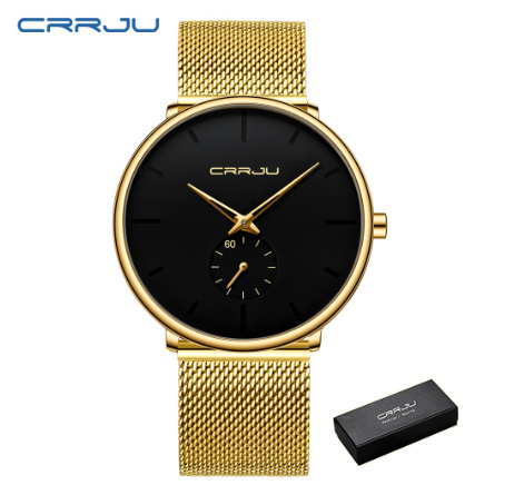 CRRJU Men's Watch Original Brand Ultra thin Sports Fashion Business Simulation Quartz Stainless Steel Waterproof 2150 M05