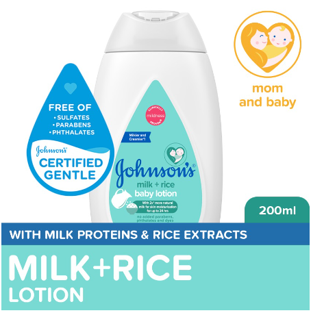 Johnson's Milk+Rice Baby Lotion 200ml-Lotion for Baby,Baby Essentials,Baby Body Lotion,Milk Lotion