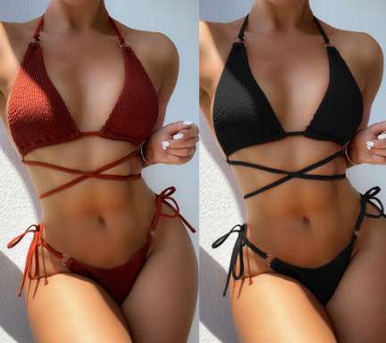 Women New Fashion Sexy High Waist Stripe Bikini