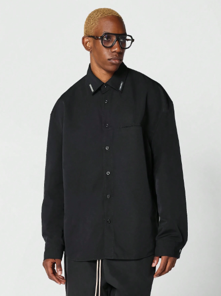 SUMWON Oxford Shirt With Metal Detail Collar