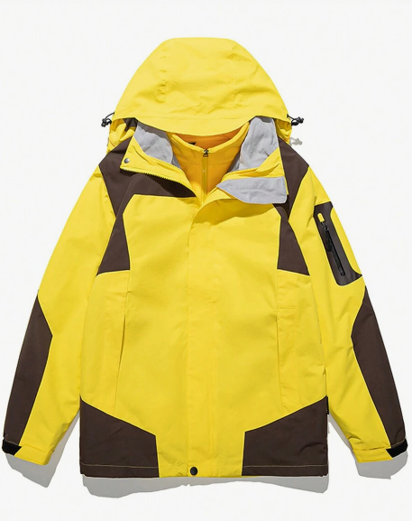 Men's Outdoor 3-In-1 Fleece Inner Jacket Fall & Winter Coat, Thick Warm Waterproof Windproof Mountaineering Jacket