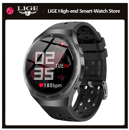 LIGE Smart Watch Men Fitness Tracker WristWatches Full Touch Screen Sports Waterproof Smartwatch For Android & Ios BLACK