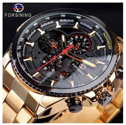 Forsining Watch for men Automatic Mechanical Watches Men stainless steel Tourbillon Waterproof Skeleton Wristwatch 9