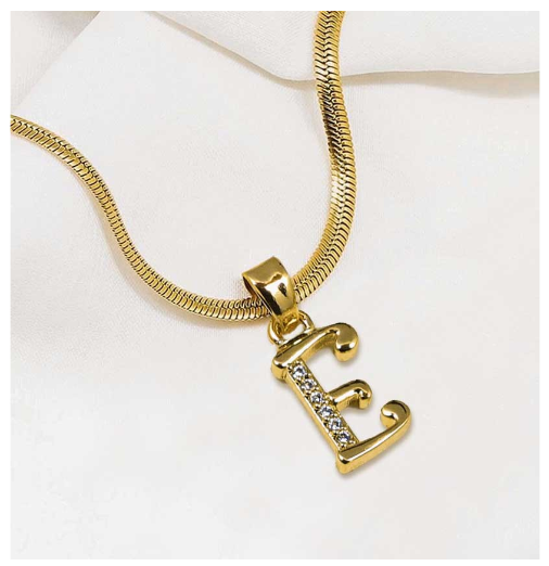 LAJ 18k Gold Stainless Steel Initial A-Z Necklace SLP116 LETTER with LX873D FREEBOX E
