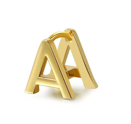 Unique Design Initial Letter Earrings 18K Gold Double Layer Letter Earrings Jewelry Single A