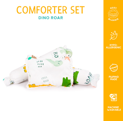 Kozy Blankie White Dino Roar Comforter Set