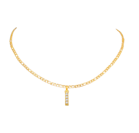 Vnox 14 Yellow Gold Plated Cubic Zirconia Initial Necklace Letter Necklaces for Women 20inch Chain I