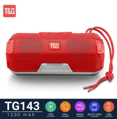 T&G TG143 Portable Hi-Fi Bluetooth Wireless Speaker with FM Radio/TF/AUX/USB Support with LED Light