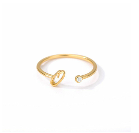 【Y&X】No fade 18K Gold 26 Initial Letters A G J Cubic Zircon Crystal Open Rings Finger Women Jewelry Gift O
