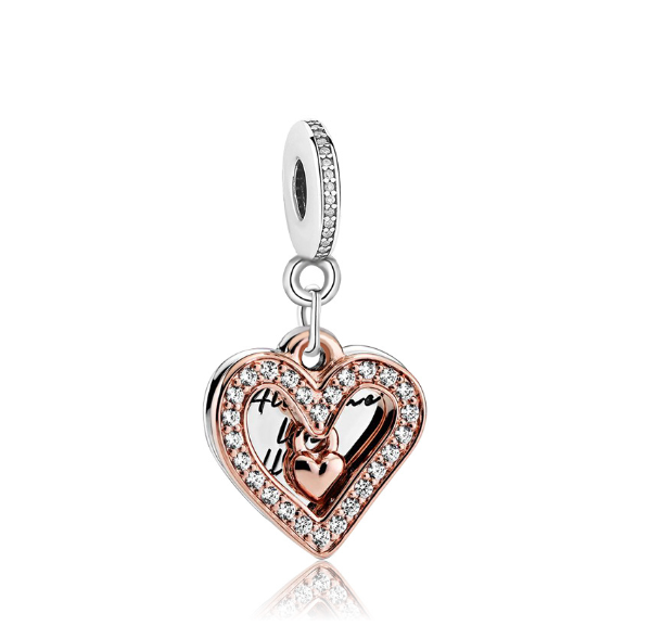 2023 New 925 Silver Pandora Charms Heart Love Family Bracelet Pendant Charm Jewelry S27